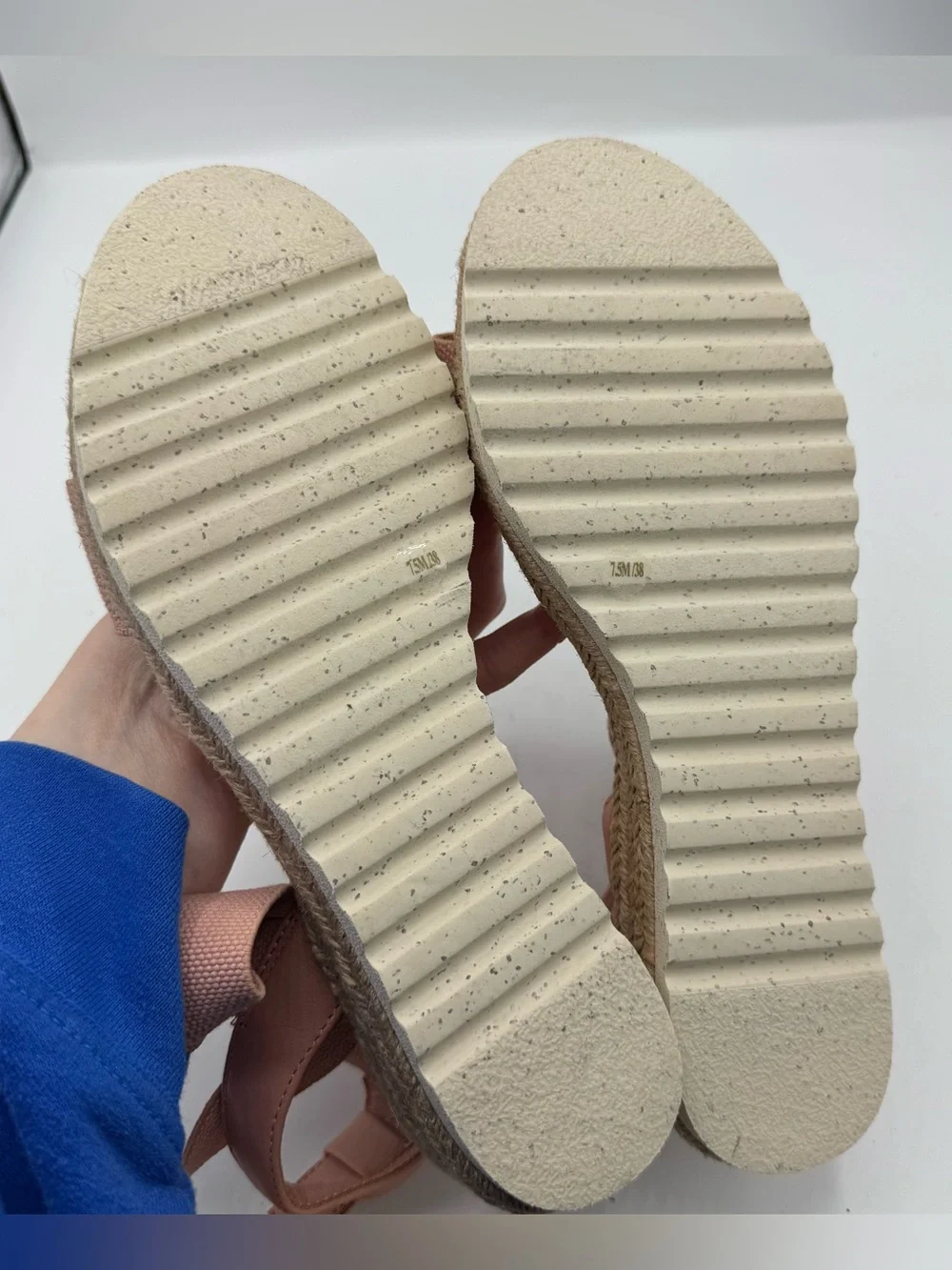 Lucky Brand Thimba Ankle Wrap Espadrille Sandal size 7.5‎ pink linen summer
